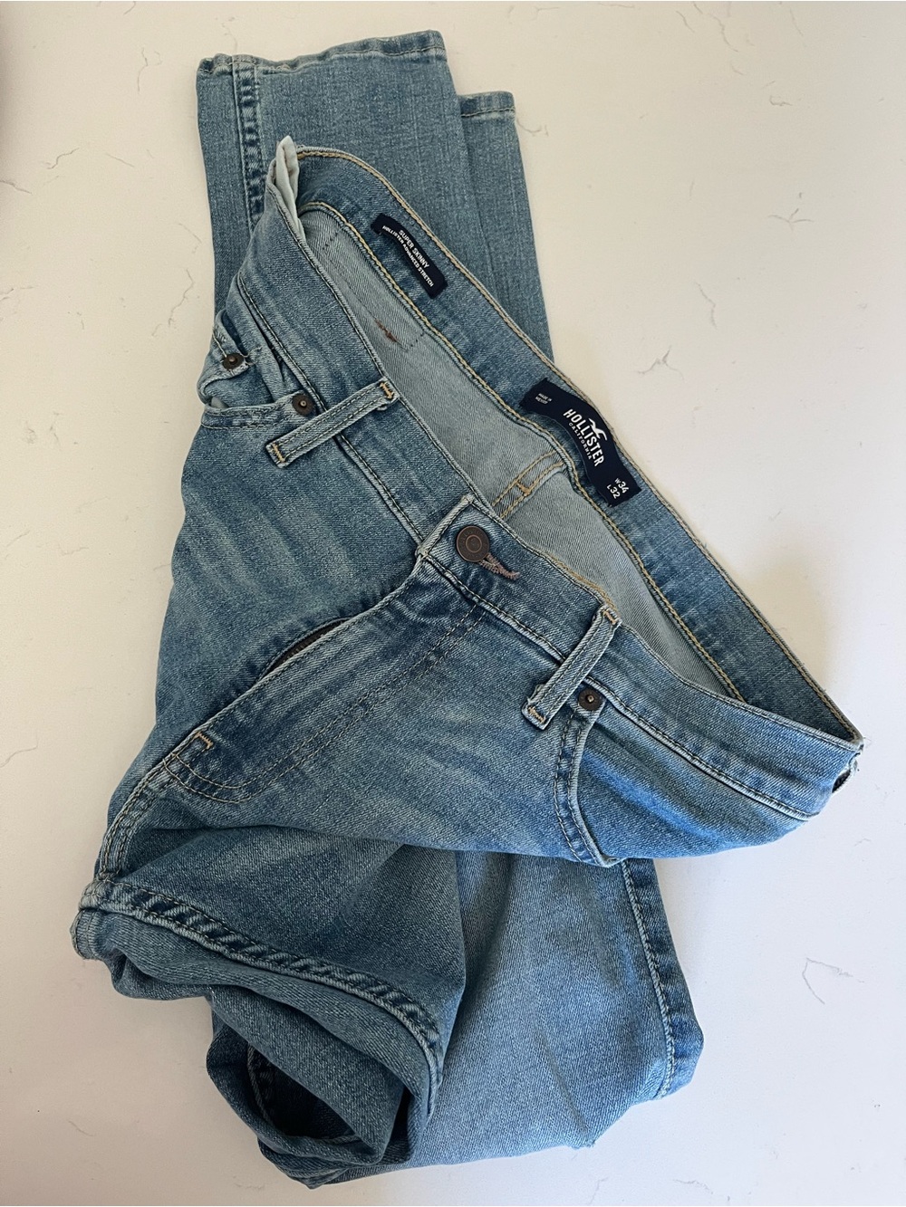 Hollister Light Wash Boyfriend Jeans - Soft Blue Denim